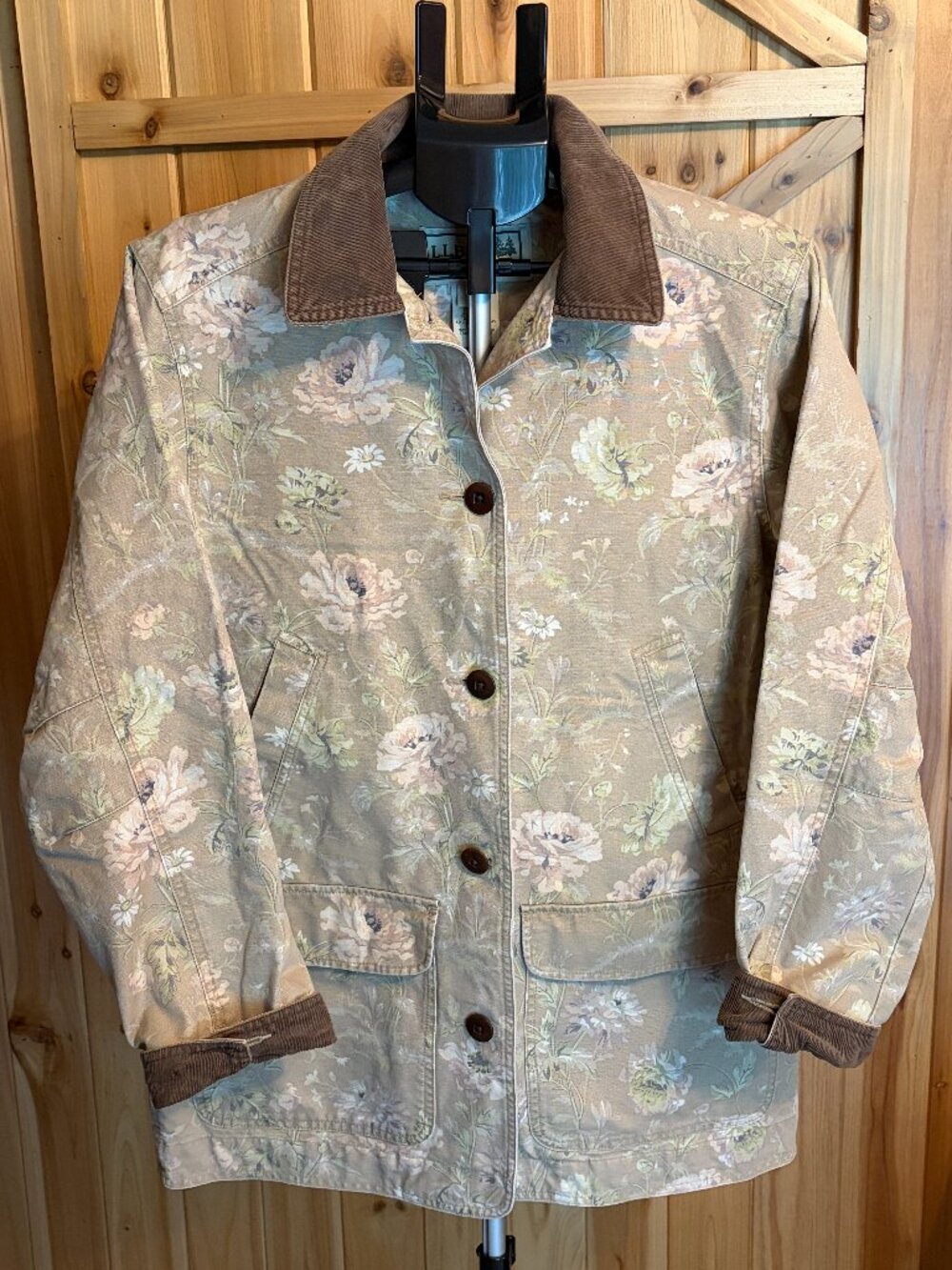 L.L.Bean Women's Signature Collection Barn Coat Floral Canvas Print Size Medium